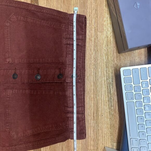 American Eagle Corduroy Button-Front Skirt Burgundy NWOT Size 0 - Picture 8 of 9